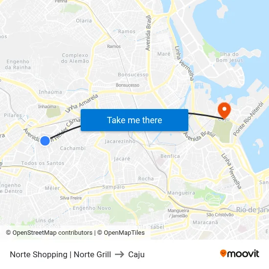 Norte Shopping | Norte Grill to Caju map