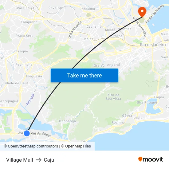 Village Mall to Caju map