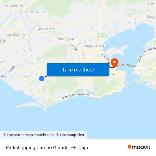 Parkshopping Campo Grande to Caju map