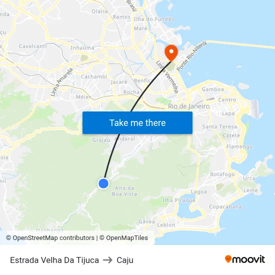 Estrada Velha Da Tijuca to Caju map