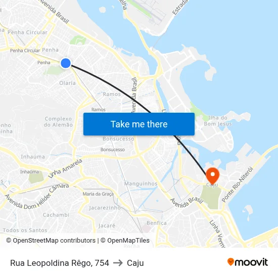 Rua Leopoldina Rêgo, 754 to Caju map