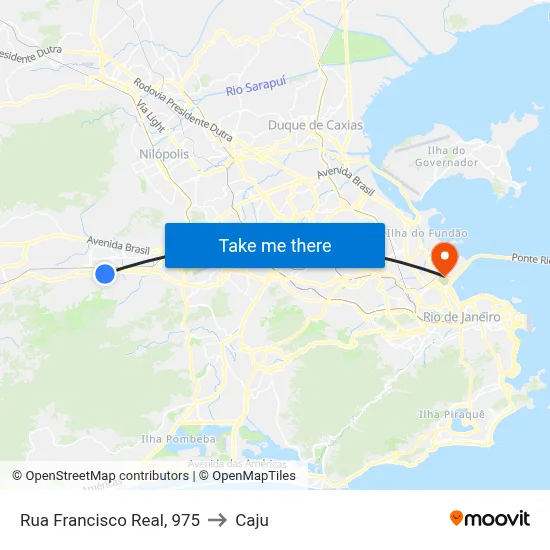 Rua Francisco Real, 975 to Caju map