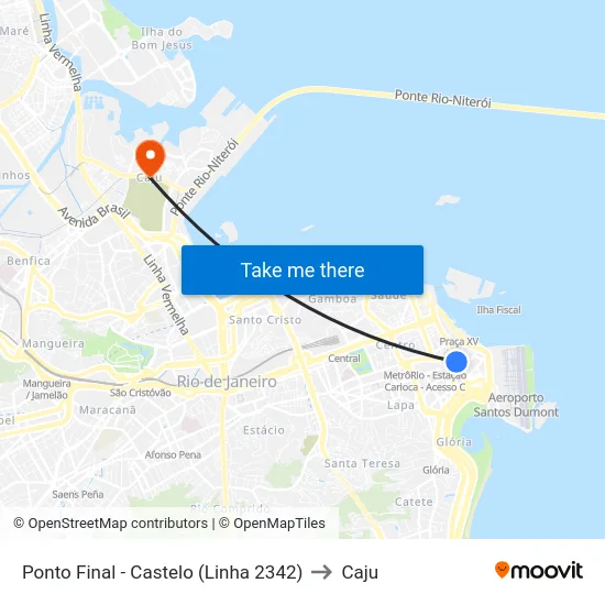 Ponto Final - Castelo (Linha 2342) to Caju map