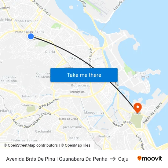 Avenida Brás De Pina | Guanabara Da Penha to Caju map