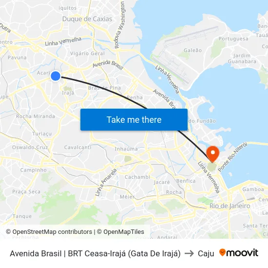 Avenida Brasil | BRT Ceasa-Irajá (Gata De Irajá) to Caju map