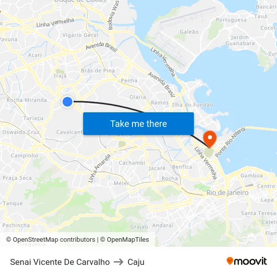 Senai Vicente De Carvalho to Caju map