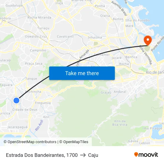 Estrada Dos Bandeirantes, 1700 to Caju map