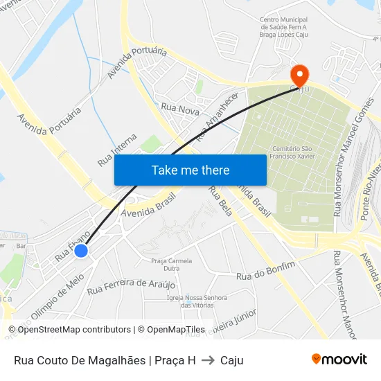 Rua Couto De Magalhães | Praça H to Caju map