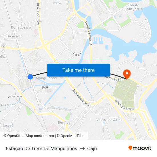 Estação De Trem De Manguinhos to Caju map