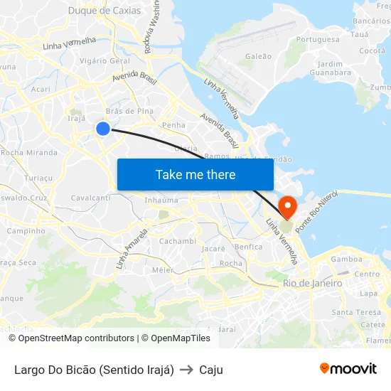 Largo Do Bicão (Sentido Irajá) to Caju map