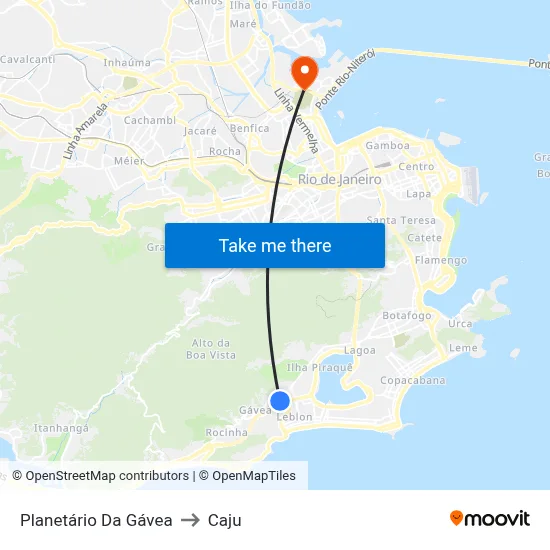 Planetário Da Gávea to Caju map