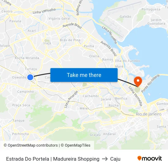 Estrada Do Portela | Madureira Shopping to Caju map