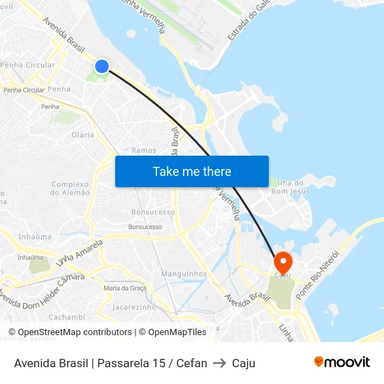 Avenida Brasil | Passarela 15 / Cefan to Caju map