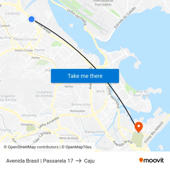 Avenida Brasil | Passarela 17 to Caju map