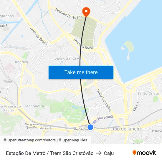 Estação De Metrô / Trem São Cristóvão to Caju map
