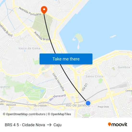 BRS 4 5 - Cidade Nova to Caju map