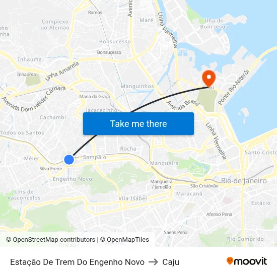 Estação De Trem Do Engenho Novo to Caju map