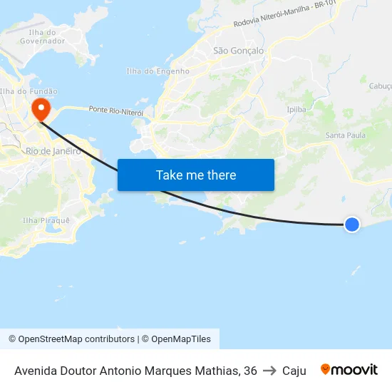 Avenida Doutor Antonio Marques Mathias, 36 to Caju map