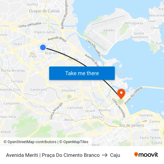 Avenida Meriti | Praça Do Cimento Branco to Caju map