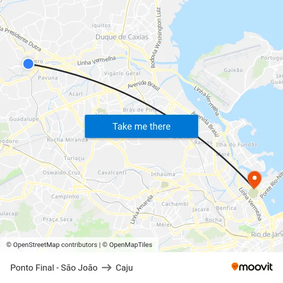 Ponto Final - São João to Caju map