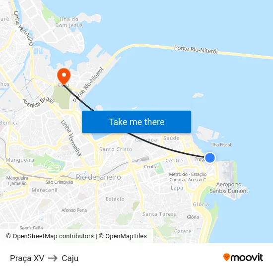 Praça XV to Caju map
