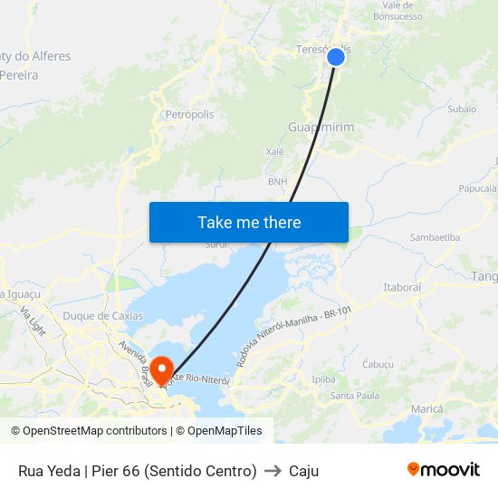 Rua Yeda | Pier 66 (Sentido Centro) to Caju map