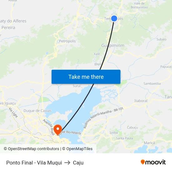 Ponto Final - Vila Muqui to Caju map