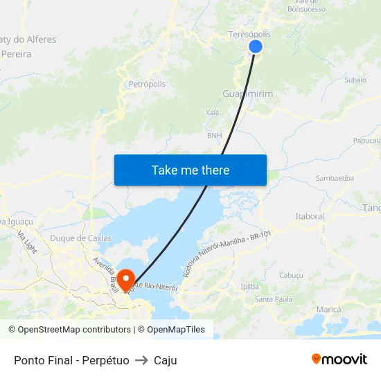 Ponto Final - Perpétuo to Caju map