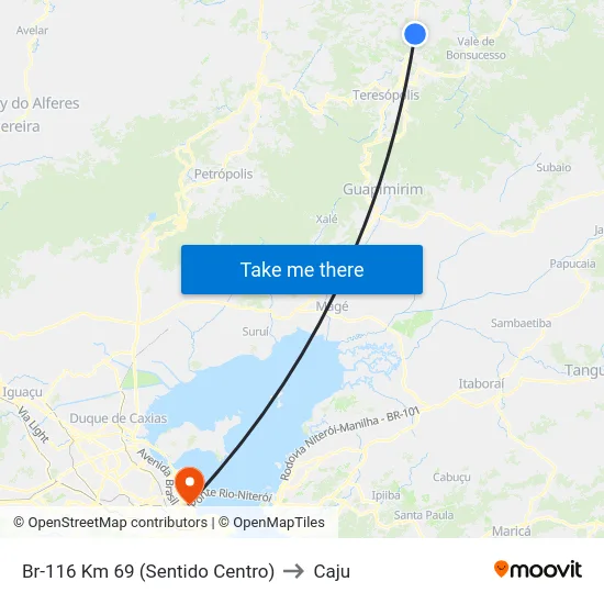 Br-116 Km 69 (Sentido Centro) to Caju map