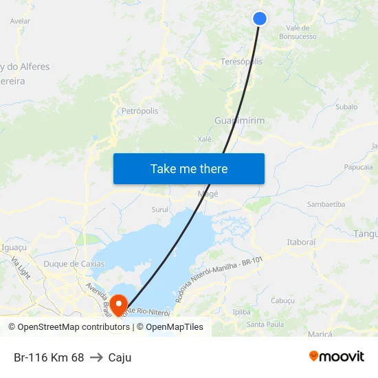Br-116 Km 68 to Caju map