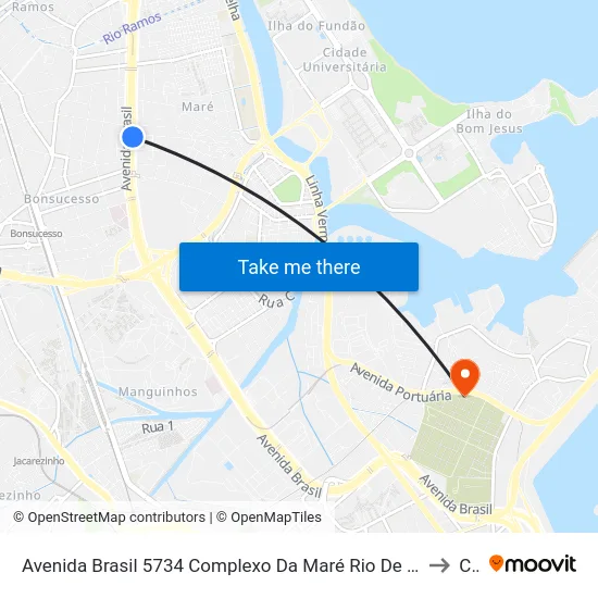 Avenida Brasil 5734 Complexo Da Maré Rio De Janeiro - Rio De Janeiro 21040 Brasil to Caju map