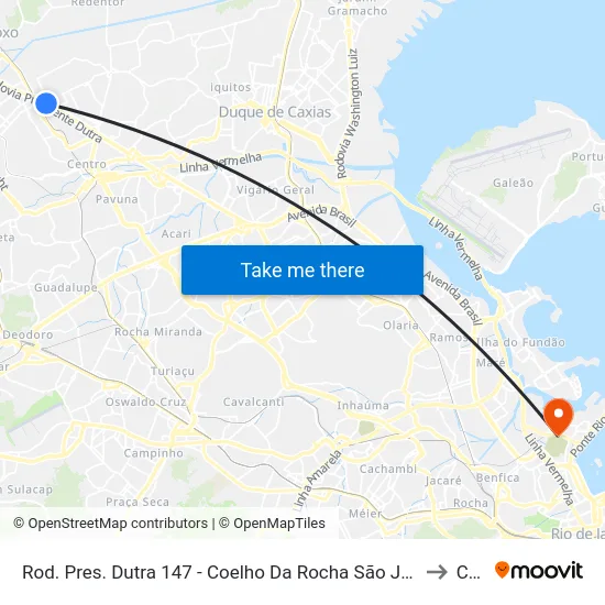 Rod. Pres. Dutra 147 - Coelho Da Rocha São João De Meriti to Caju map