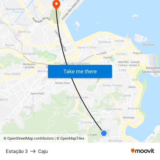 Estação 3 to Caju map