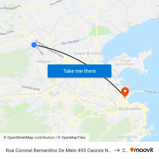 Rua Coronel Bernardino De Melo 495 Caonze Nova Iguaçu - Rio De Janeiro 48765 Brasil to Caju map