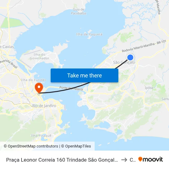 Praça Leonor Correia 160 Trindade São Gonçalo - Rio De Janeiro 24457-010 Brasil to Caju map