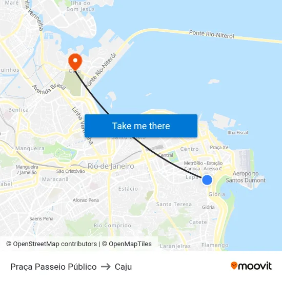 Praça Passeio Público to Caju map