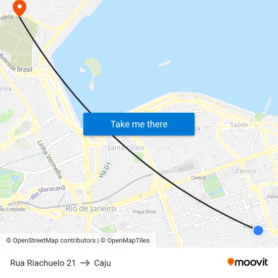 Rua Riachuelo 21 to Caju map