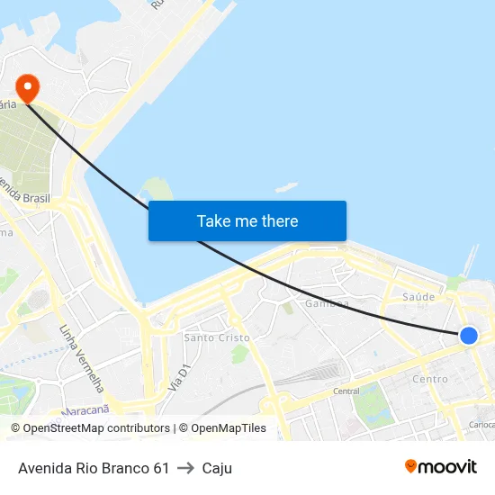 Avenida Rio Branco 61 to Caju map