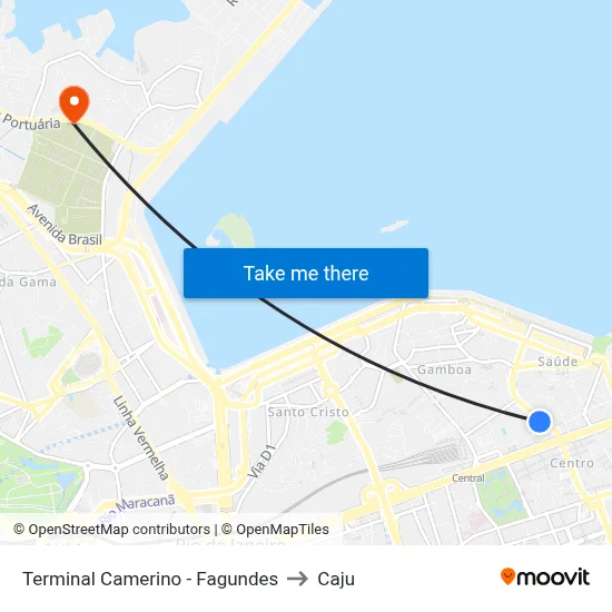 Terminal Camerino - Fagundes to Caju map