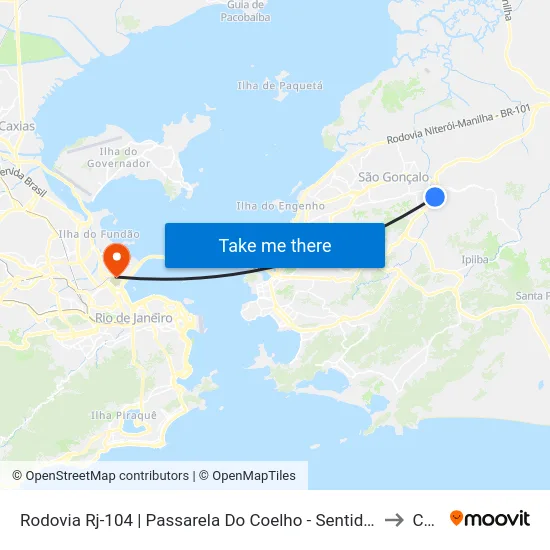 Rodovia Rj-104 | Passarela Do Coelho - Sentido Niterói to Caju map