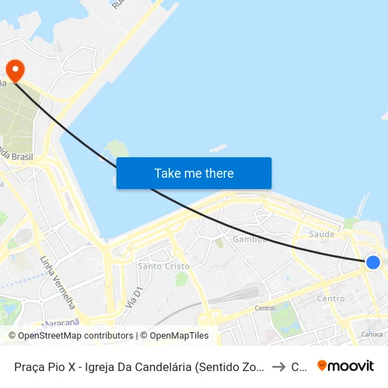 Praça Pio X - Igreja Da Candelária (Sentido Zona Norte) to Caju map