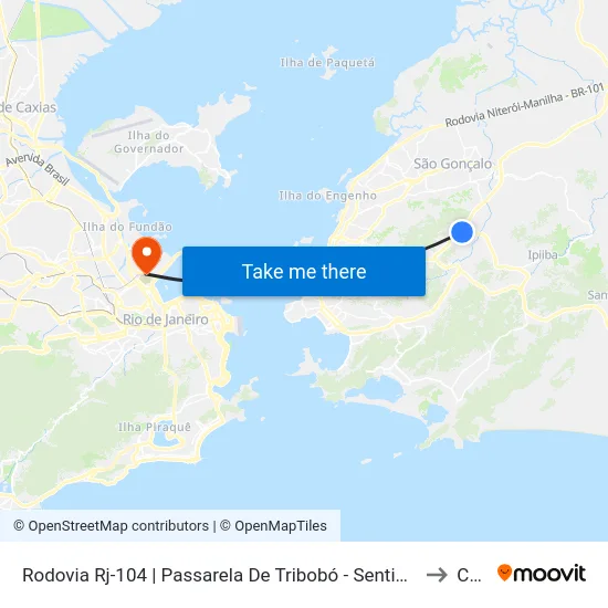 Rodovia Rj-104 | Passarela De Tribobó - Sentido Manilha to Caju map