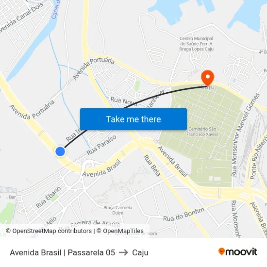Avenida Brasil | Passarela 05 to Caju map