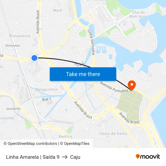 Linha Amarela | Saída 9 to Caju map