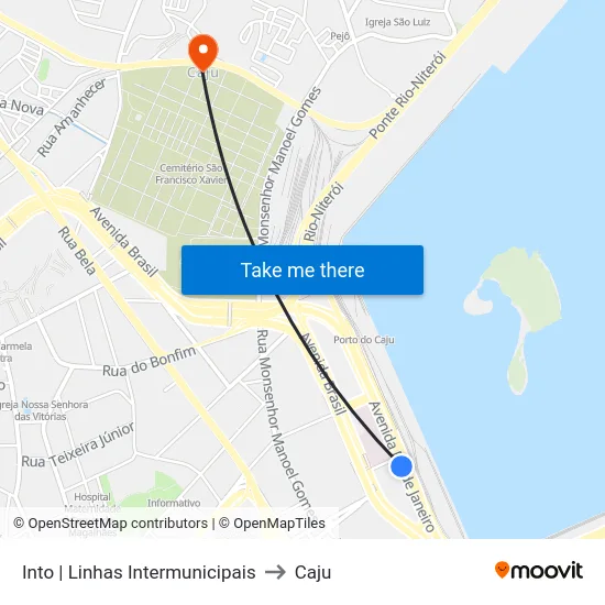 Into | Linhas Intermunicipais to Caju map