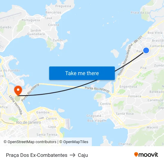 Praça Dos Ex-Combatentes to Caju map