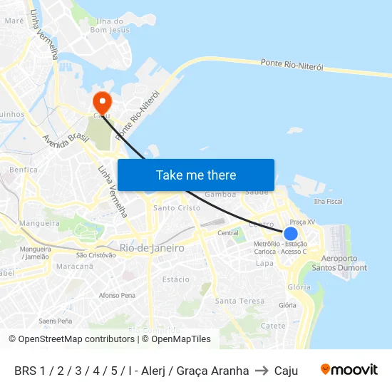BRS 1 / 2 / 3 / 4 / 5 / I - Alerj / Graça Aranha to Caju map