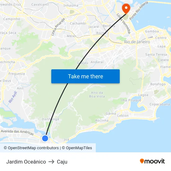 Jardim Oceânico to Caju map