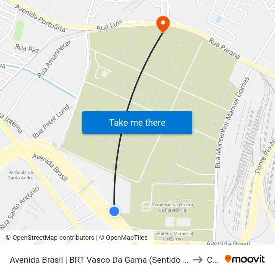 Avenida Brasil | BRT Vasco Da Gama (Sentido Zona Oeste) to Caju map