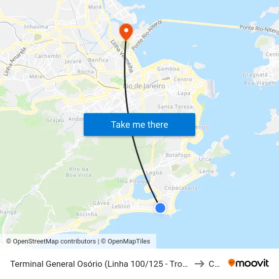Terminal General Osório (Linha 100/125 - Troncal 1) to Caju map